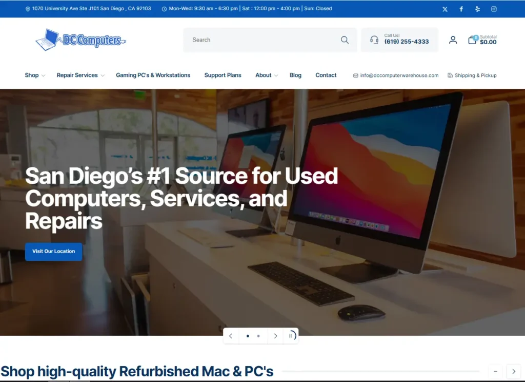 An Ecommerce website providing product selling services.